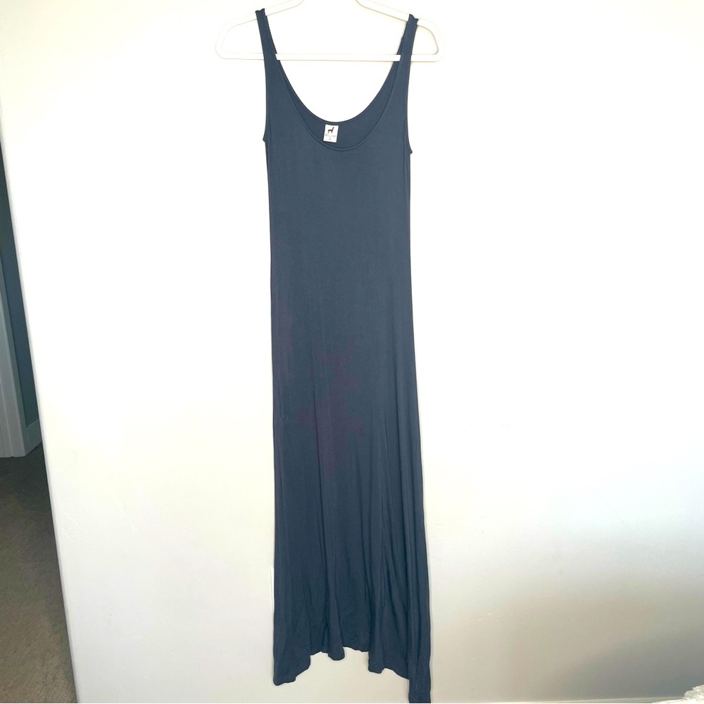 Peruvian Connection Scoop Neck‎ Sleeveless Midi Dress Blue Gray Size Small S